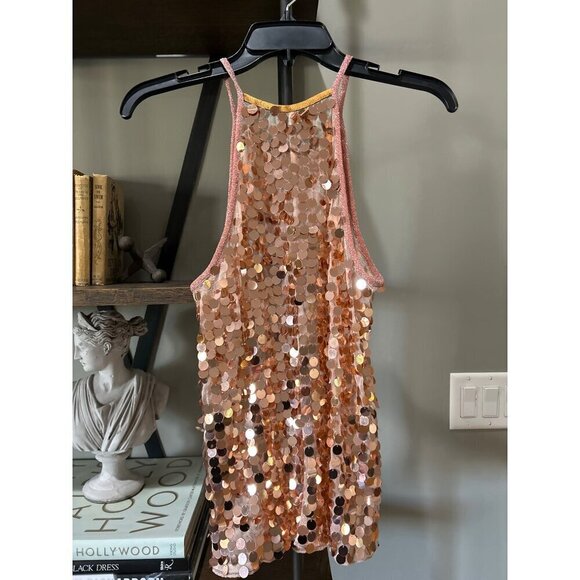 Forte Forte Sequin Embellished Top Rose Gold PINK Womens Size 3 US 8 - Picture 4 of 8